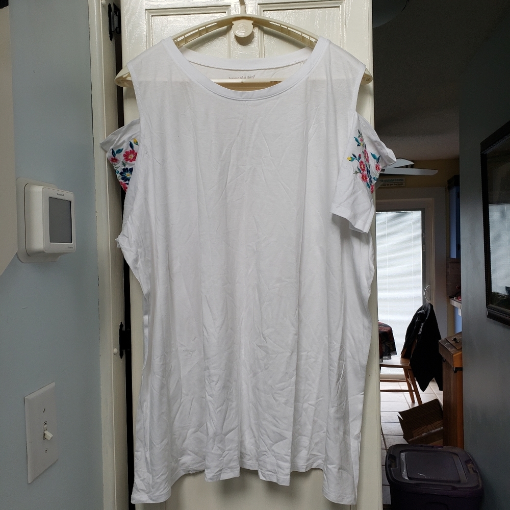 Woman Within Cold Shoulder Tee. Size 3X